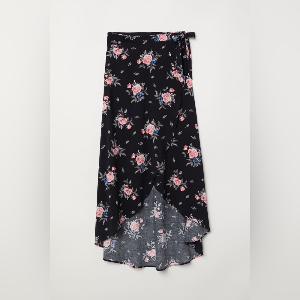 H&M Floral High/Low Midi Wrap Skirt